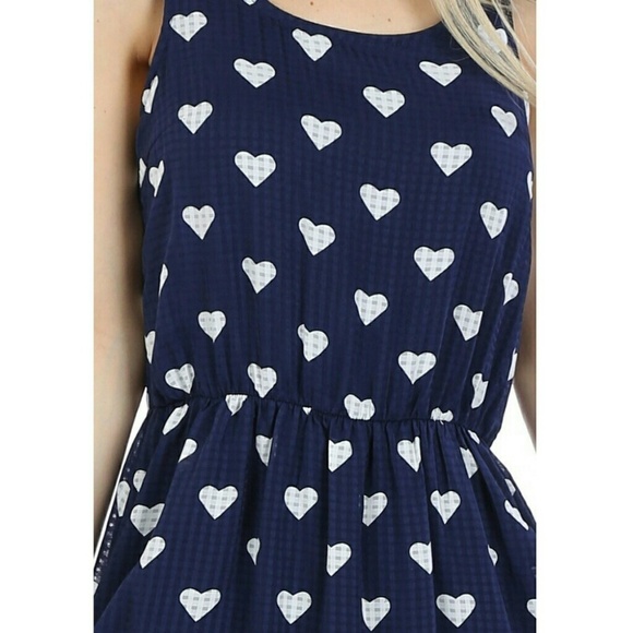 Blue and White Heart Print Sundress by Doe & Rae Retro Style Sz Small - Hey Viv - Picture 5 of 6